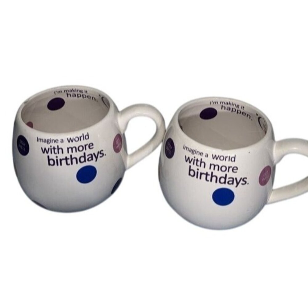 Set Of 2 Birthday Quote Mugs With Polka Dots